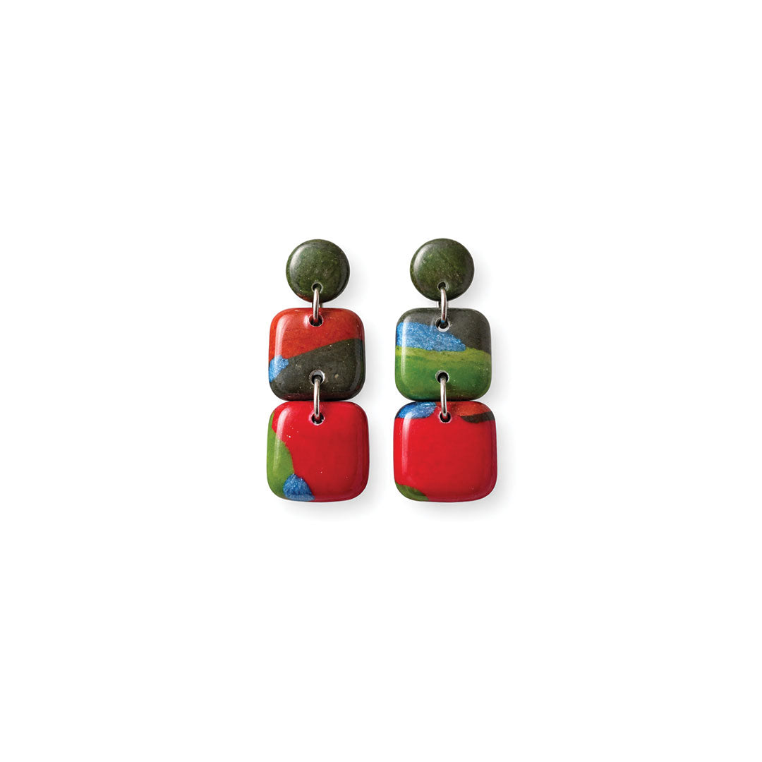 Abstract Color Block Dangle Earrings