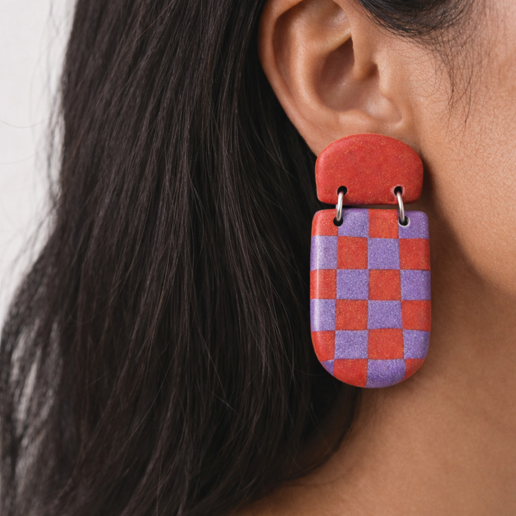 Red passion Geometric Drop Earrings