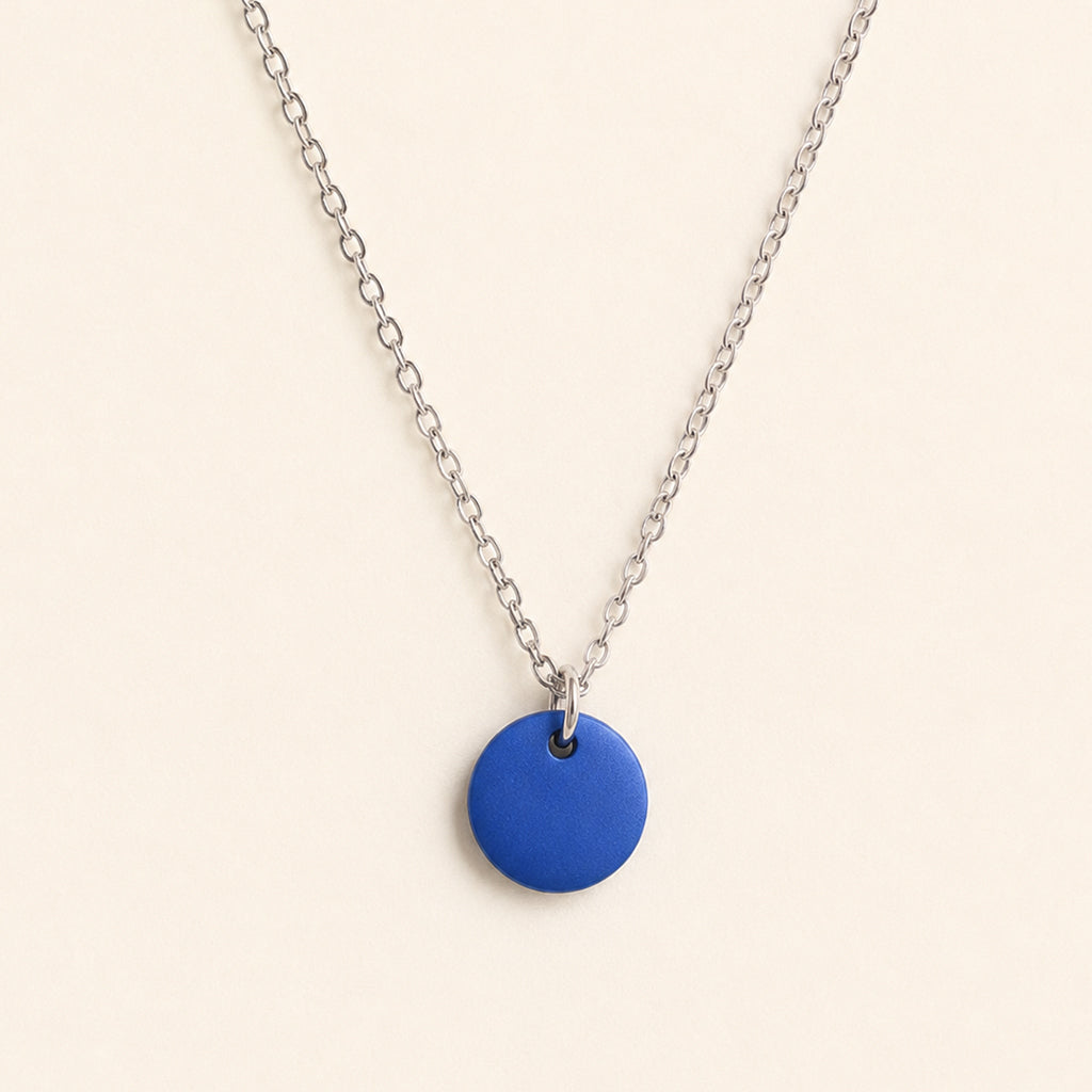 Matte Blue Round Pendant Necklace