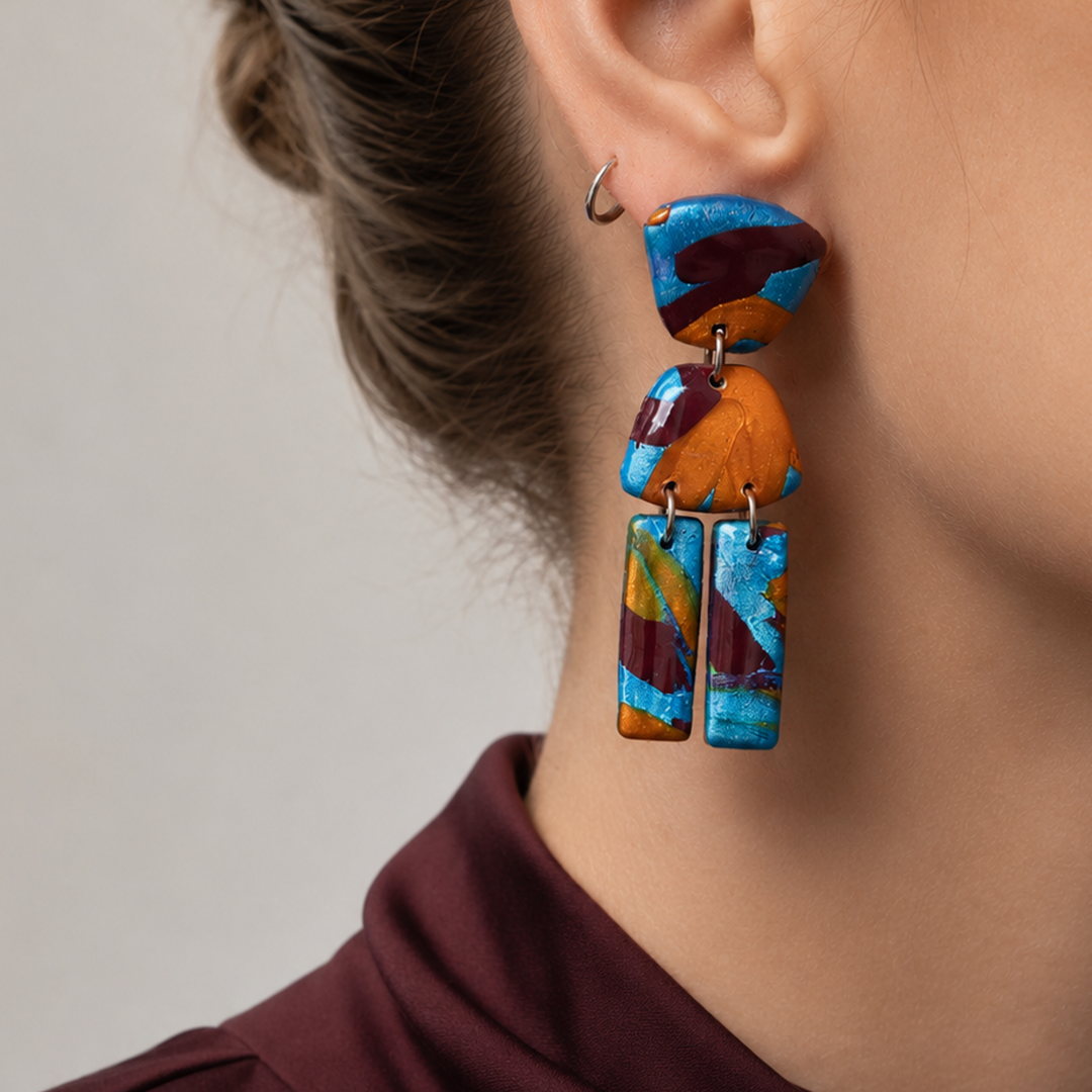 Burgundy Tide Statement Earrings